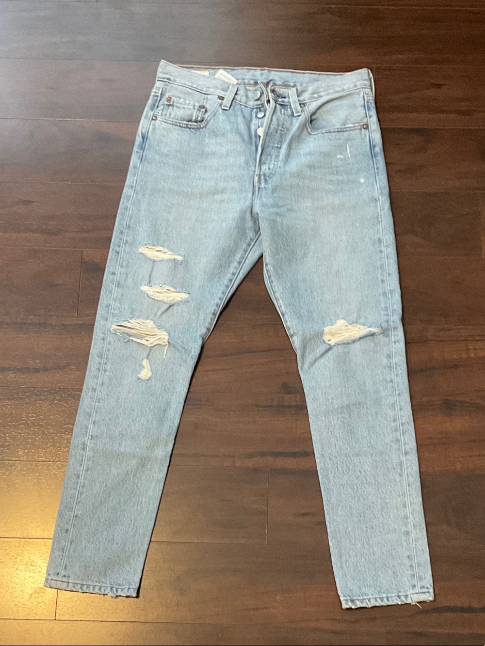 Levi's Light Blue Distressed Slim Straight Jeans